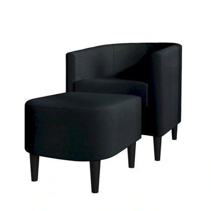 CraftPorch Contemporary Linen Upholstered Accent Chair with Ottoman