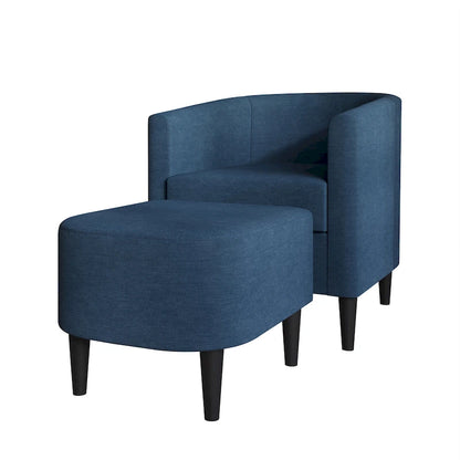 CraftPorch Contemporary Linen Upholstered Accent Chair with Ottoman