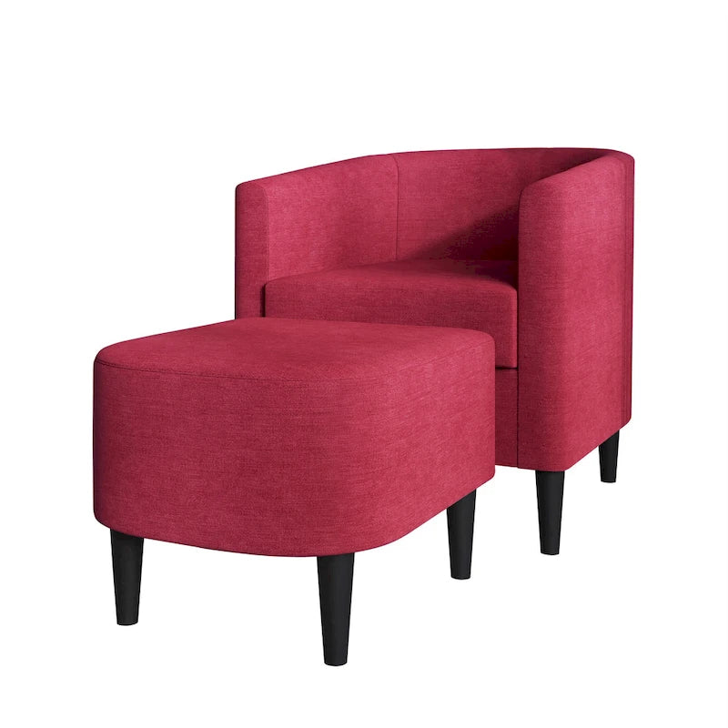 CraftPorch Contemporary Linen Upholstered Accent Chair with Ottoman