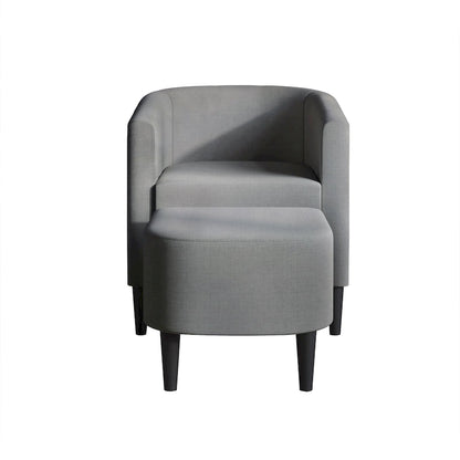 CraftPorch Contemporary Linen Upholstered Accent Chair with Ottoman