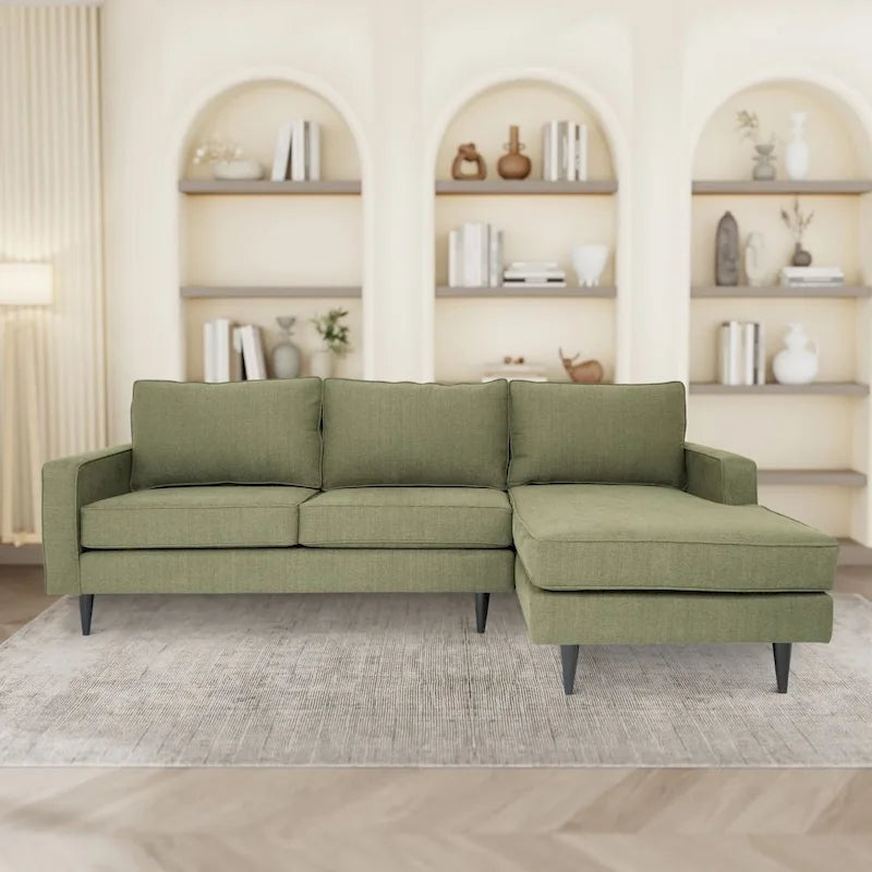 Coast to Coast Sofas Contemporary L Shaped Sectional Sofa Polyester Fabric Solid Wood Frame Upholstered