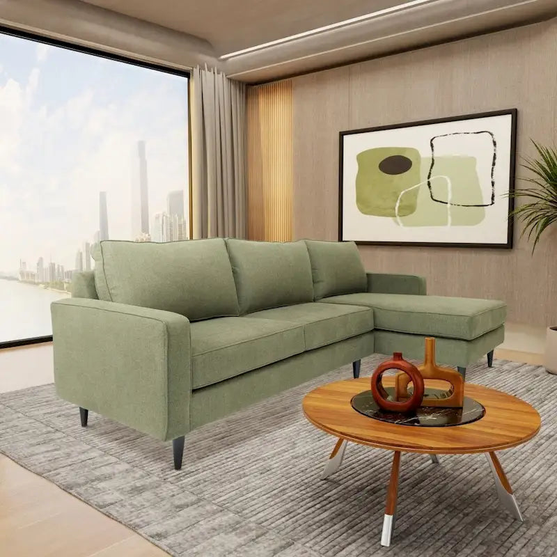 Coast to Coast Sofas Contemporary L Shaped Sectional Sofa Polyester Fabric Solid Wood Frame Upholstered