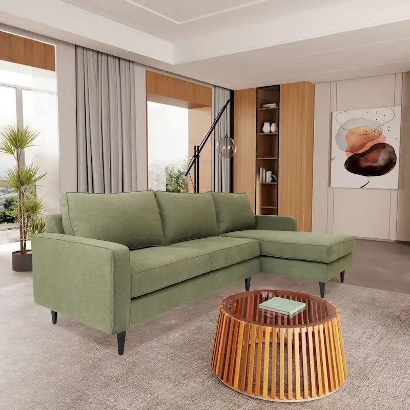 Coast to Coast Sofas Contemporary L Shaped Sectional Sofa Polyester Fabric Solid Wood Frame Upholstered