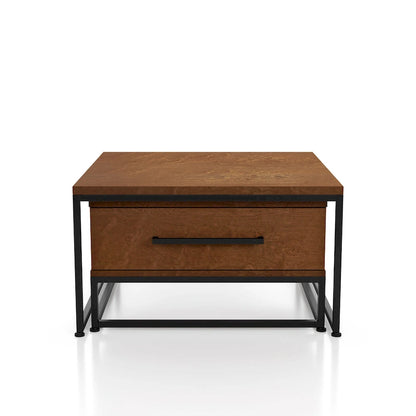 Saxon Rustic Brown Square 2-Piece Solid Wood Coffee Nesting Tables with 1-Drawer by Furniture of America