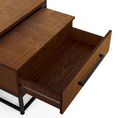 Saxon Rustic Brown Square 2-Piece Solid Wood Coffee Nesting Tables with 1-Drawer by Furniture of America