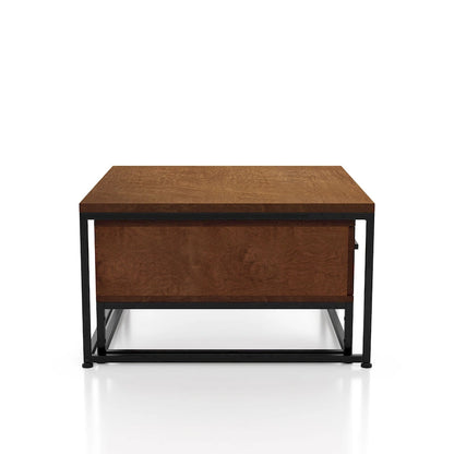 Saxon Rustic Brown Square 2-Piece Solid Wood Coffee Nesting Tables with 1-Drawer by Furniture of America