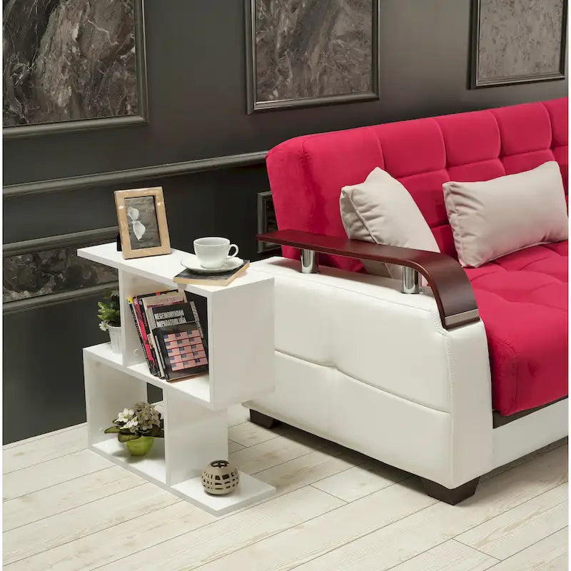 Lon Rectangle 4 Shelves End Table, 23 inch Skinny End Table for Living Rooms