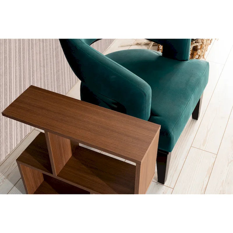 Lon Rectangle 4 Shelves End Table, 23 inch Skinny End Table for Living Rooms