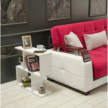 Lon Rectangle 4 Shelves End Table, 23 inch Skinny End Table for Living Rooms