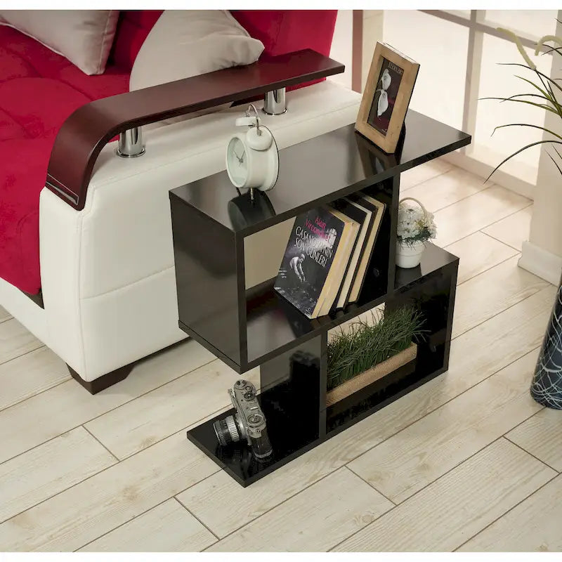 Lon Rectangle 4 Shelves End Table, 23 inch Skinny End Table for Living Rooms