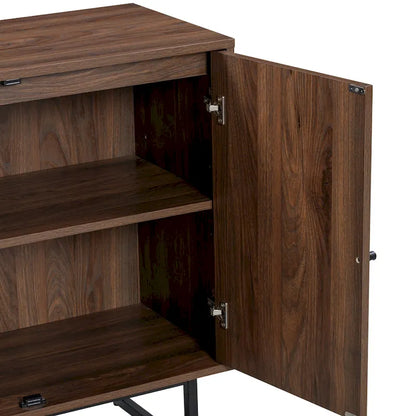 Nathan James Kova Natural Cane Rattan Doors Accent Cabinet with Metal Base and Adjustable Shelf