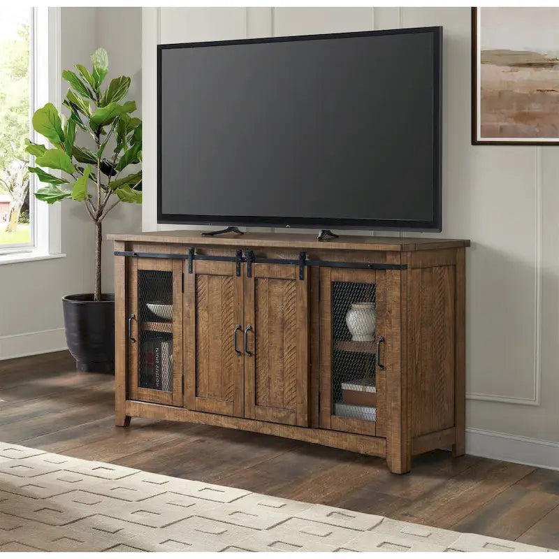 Brookhaven 65-inch Solid Wood Barn Door TV Stand Console - 35 inches high x 65 inches wide x 19 inches deep