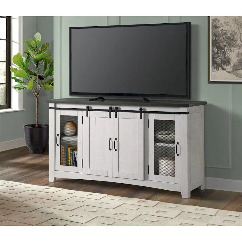 Brookhaven 65-inch Solid Wood Barn Door TV Stand Console - 35 inches high x 65 inches wide x 19 inches deep