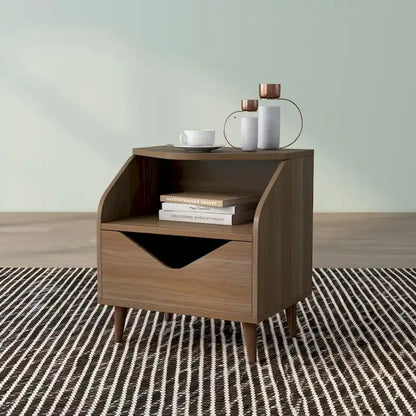DH BASIC Mid-century Modern 20-inch 1-Shelf and 1-Drawer End Table by Denhour