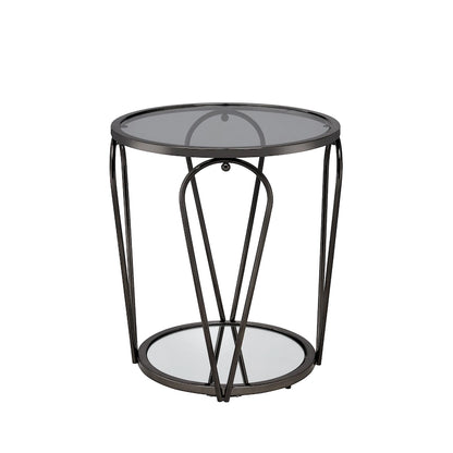 Gables Glam 20-inch Glass Top 1-Shelf End Table by Furniture of America
