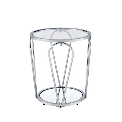 Gables Glam 20-inch Glass Top 1-Shelf End Table by Furniture of America