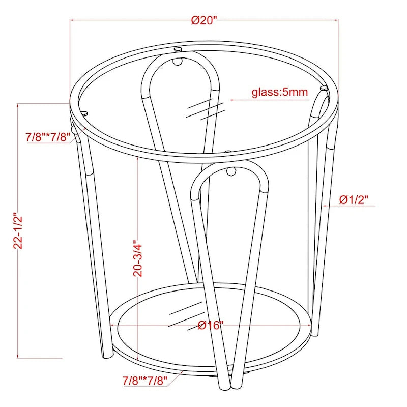 Gables Glam 20-inch Glass Top 1-Shelf End Table by Furniture of America