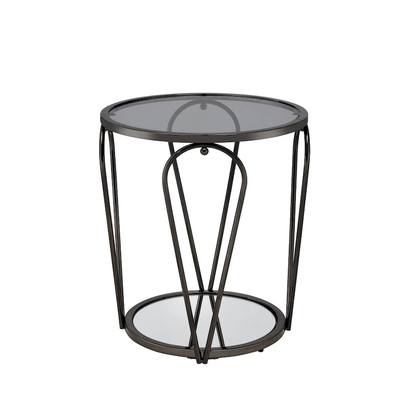 Gables Glam 20-inch Glass Top 1-Shelf End Table by Furniture of America