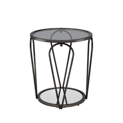 Gables Glam 20-inch Glass Top 1-Shelf End Table by Furniture of America
