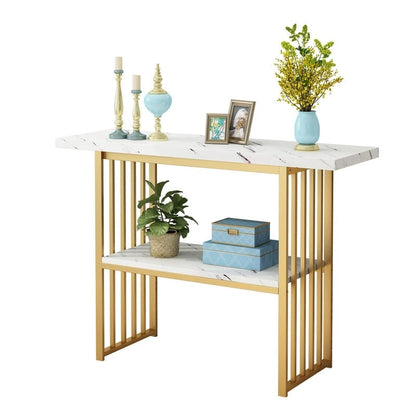 Modern 42-Inch Console/Accent Table with Geometric Metal Legs