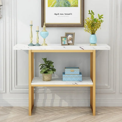 Modern 42-Inch Console/Accent Table with Geometric Metal Legs
