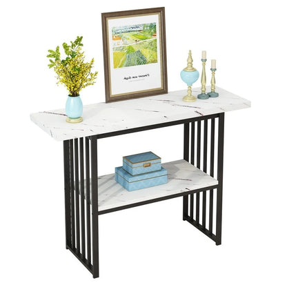 Modern 42-Inch Console/Accent Table with Geometric Metal Legs