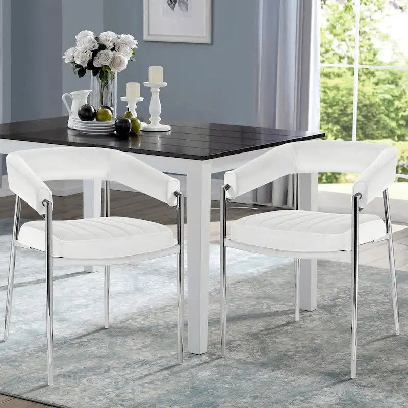 Velvet Dining Chair Arm Chair with Chrome Metal Legs