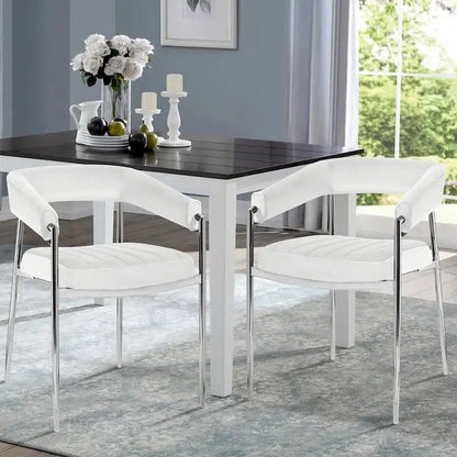 Velvet Dining Chair Arm Chair with Chrome Metal Legs