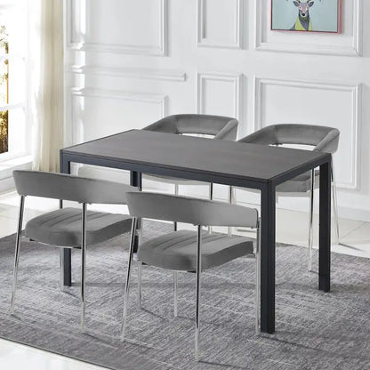 Velvet Dining Chair Arm Chair with Chrome Metal Legs