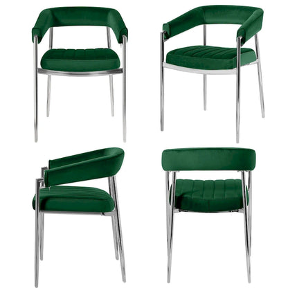 Velvet Dining Chair Arm Chair with Chrome Metal Legs