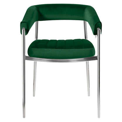 Velvet Dining Chair Arm Chair with Chrome Metal Legs