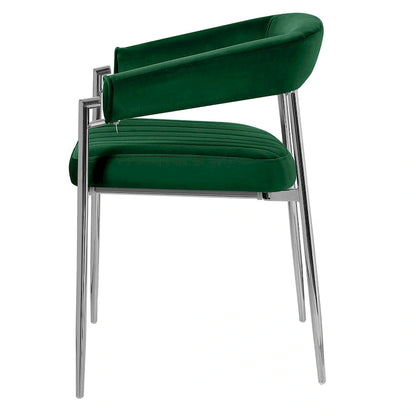 Velvet Dining Chair Arm Chair with Chrome Metal Legs