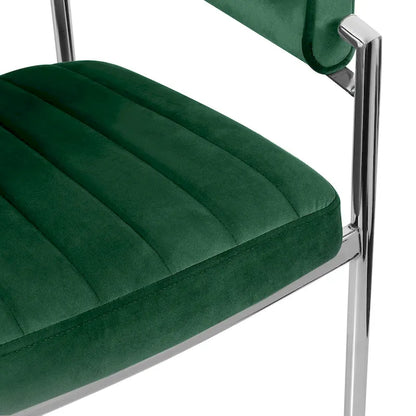 Velvet Dining Chair Arm Chair with Chrome Metal Legs