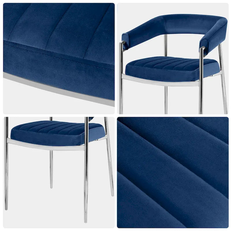 Velvet Dining Chair Arm Chair with Chrome Metal Legs