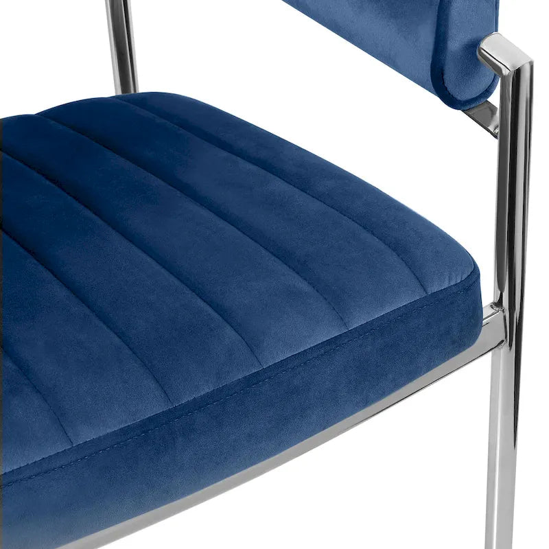 Velvet Dining Chair Arm Chair with Chrome Metal Legs