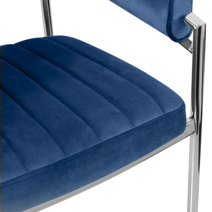 Velvet Dining Chair Arm Chair with Chrome Metal Legs