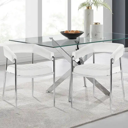 Velvet Dining Chair Arm Chair with Chrome Metal Legs