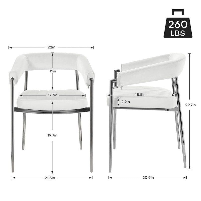 Velvet Dining Chair Arm Chair with Chrome Metal Legs