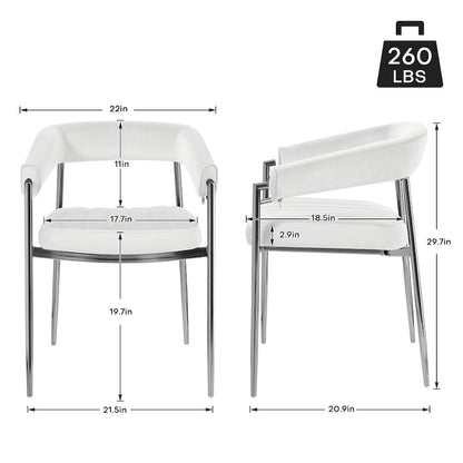 Velvet Dining Chair Arm Chair with Chrome Metal Legs