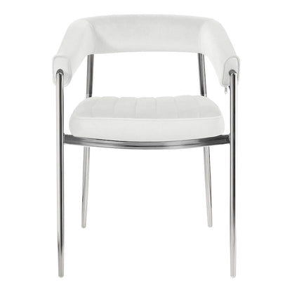 Velvet Dining Chair Arm Chair with Chrome Metal Legs