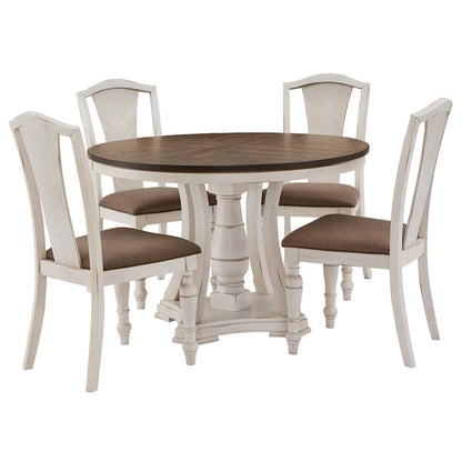 Tournus Dual-tone Solid Rubberwood Round Dining Table Set by iNSPIRE Q Classic