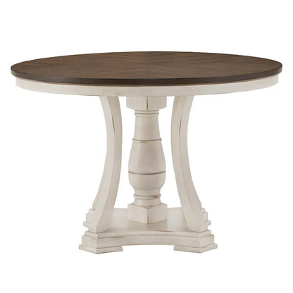 Tournus Dual-tone Solid Rubberwood Round Dining Table Set by iNSPIRE Q Classic