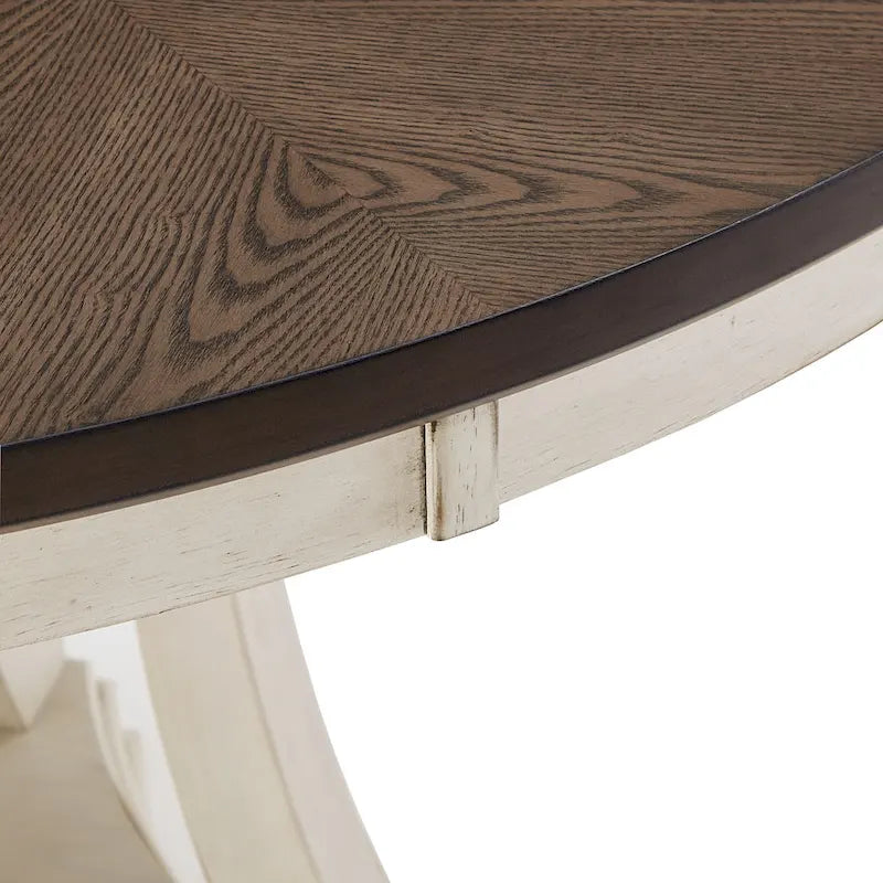 Tournus Dual-tone Solid Rubberwood Round Dining Table Set by iNSPIRE Q Classic