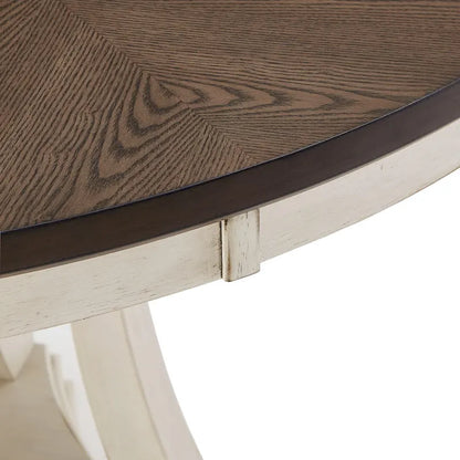 Tournus Dual-tone Solid Rubberwood Round Dining Table Set by iNSPIRE Q Classic