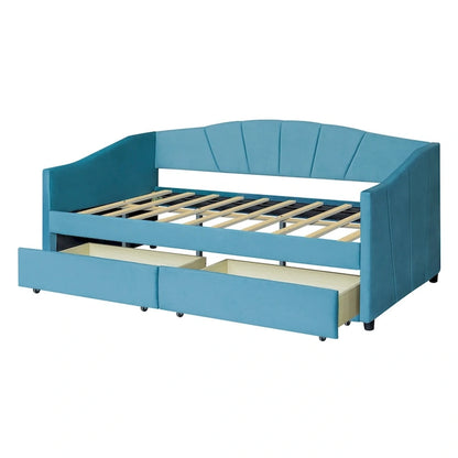 Nestfair Upholstered daybed Twin Size with Two Drawers and Wood Slat Suppot
