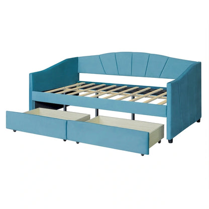 Nestfair Upholstered daybed Twin Size with Two Drawers and Wood Slat Suppot