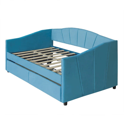 Nestfair Upholstered daybed Twin Size with Two Drawers and Wood Slat Suppot