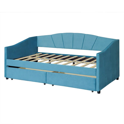 Nestfair Upholstered daybed Twin Size with Two Drawers and Wood Slat Suppot