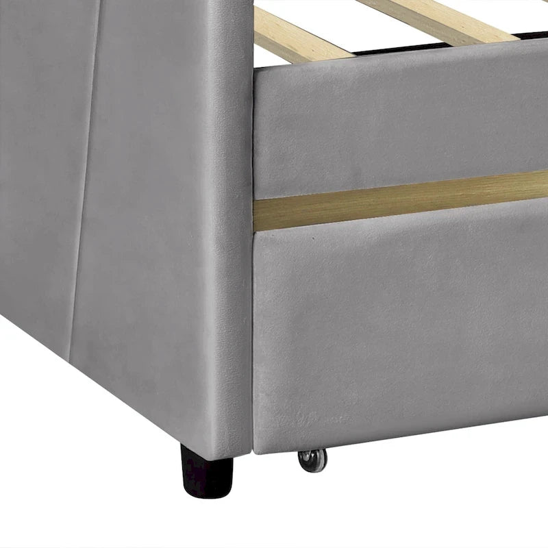 Nestfair Upholstered daybed Twin Size with Two Drawers and Wood Slat Suppot