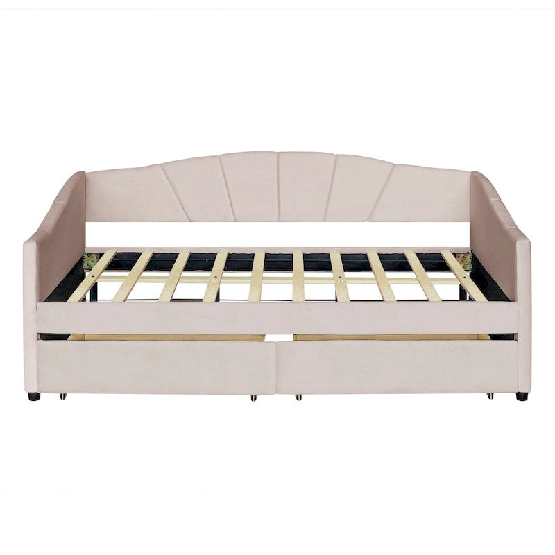 Nestfair Upholstered daybed Twin Size with Two Drawers and Wood Slat Suppot